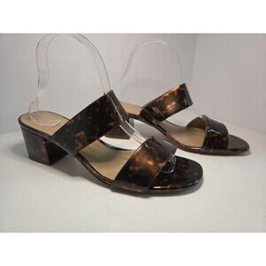 And taylor block heel strappy slip on sandals tortoise shell finish sz 9.5